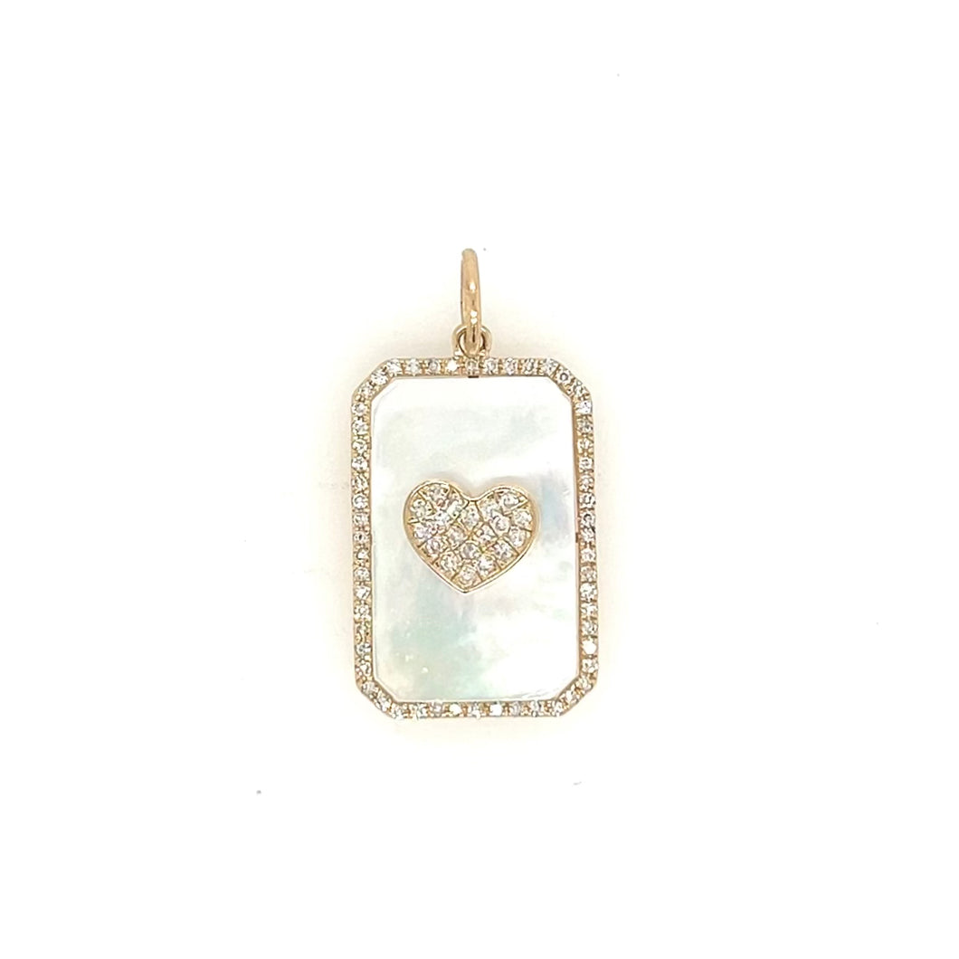 Mother of Pearl Diamond Dog Tag Charm