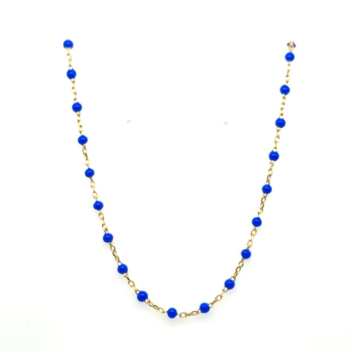 Blue Enamel Beaded Necklace