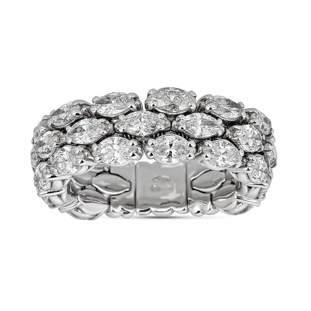 Triple Row Stretch Ring with Marquise Diamonds