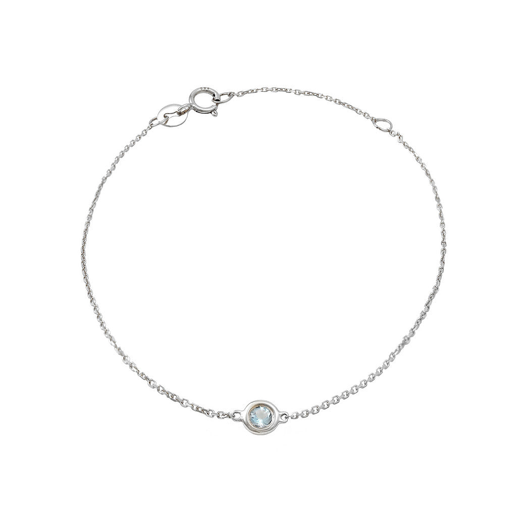 Round Bezel Aquamarine Bracelet