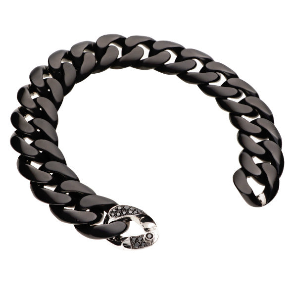 GROUMETTE MATTE BLACK CERAMIC WITH ONE BLACK DIAMOND LINK