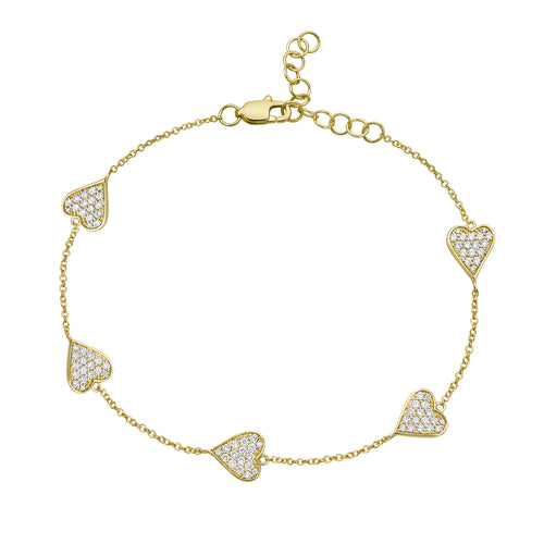 Pave Heart Link Bracelet