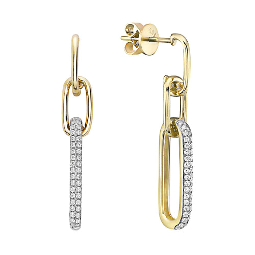 Diamond Paperclip Drop Earrings