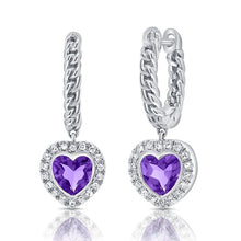 Load image into Gallery viewer, Hearts and Love Huggie with Amethyst Charm