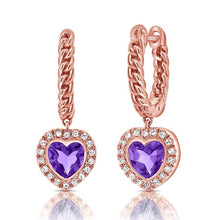 Load image into Gallery viewer, Hearts and Love Huggie with Amethyst Charm