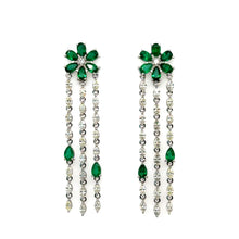 Load image into Gallery viewer, Emerald Flower Drop Earrings