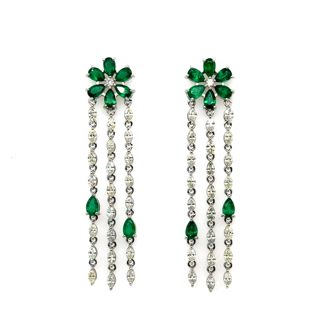 Emerald Flower Drop Earrings