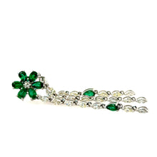 Load image into Gallery viewer, Emerald Flower Drop Earrings