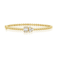 Baguettes and Diamond Heart Ball Bangle