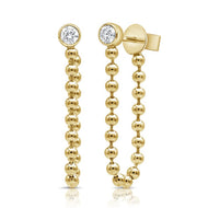 Diamond Bezel Stud with Ball Chain Earrings