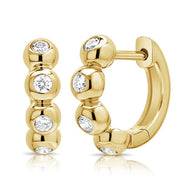 Diamond Bezel Huggie Ball Earrings