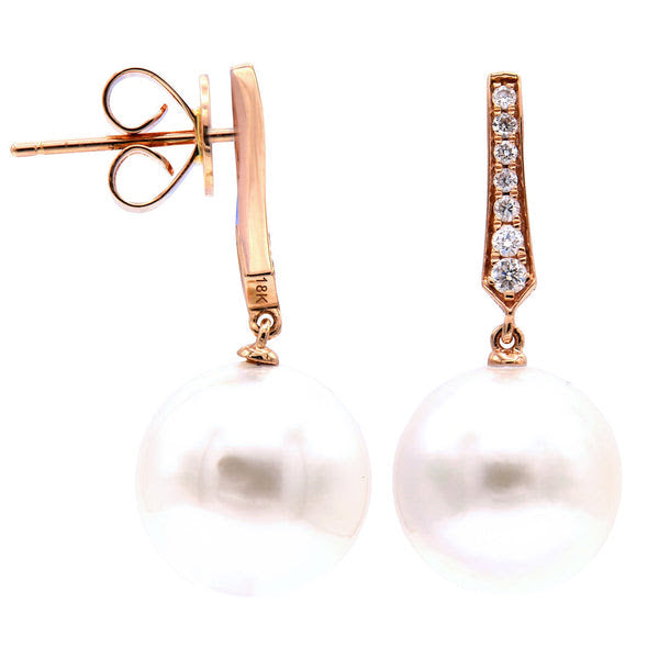 18K Rose Gold Freshwater Pearl Earrings 14RD