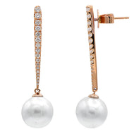 18K Rose Gold Freshwater Pearl Earrings 34RD