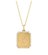 Initial Charm with Baguette Diamonds