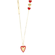 Red and Gold Heart Paperclip Necklace