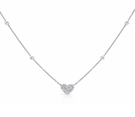 Pave heart necklace with diamonds on the chain