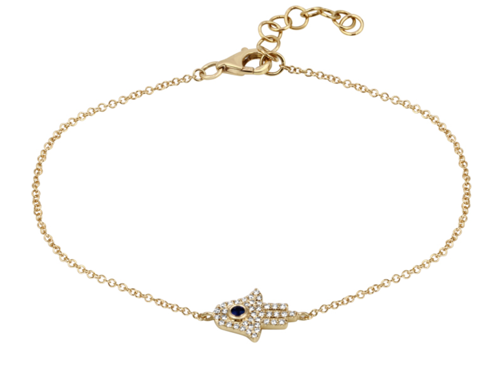 Hamsa Bracelet with a Diamond - Solid Gold – The Right Hand Gal