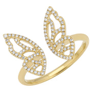 Diamond Butterfly Open Ring